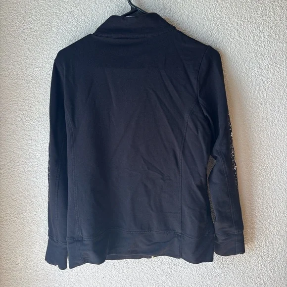 Christine Alexander Black Zip Jacket with Silver Rhinestone Swirls Small - Picture 7 of 7